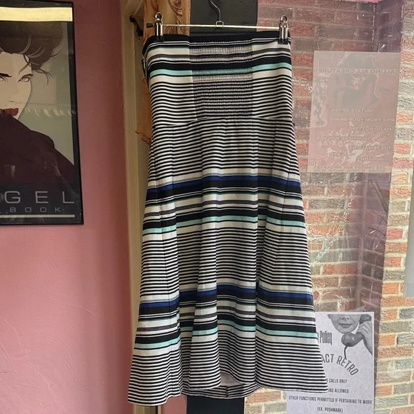 White House Black Market Strapless Striped Dress in Blue, Black, and White - Picture 5 of 5